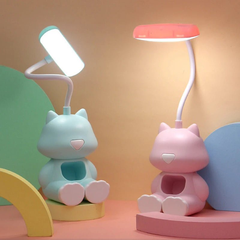 Creative Cute Cat Flexible Led Study Desk Lamp with Phone Holder