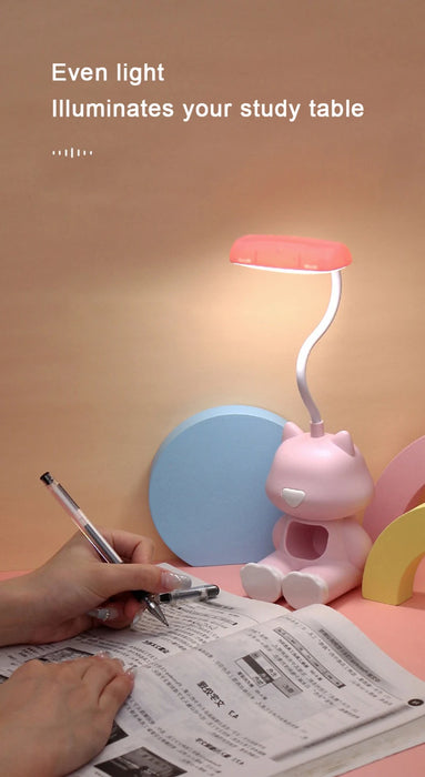 Creative Cute Cat Flexible Led Study Desk Lamp with Phone Holder