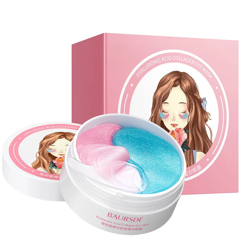 60Pcs Hyaluronic Acid Cherry Blossom Collagen Eye Mask