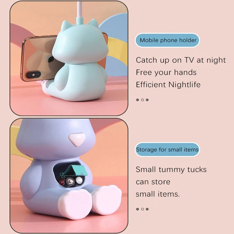 Creative Cute Cat Flexible Led Study Desk Lamp with Phone Holder